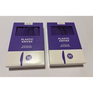 100 Purple Amscan Premium Heavy Duty Reusable Dishwasher Safe Plastic Knives